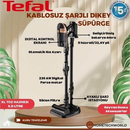 Flex Bataryalı Kablosuz Şarjlı Dikey Süpürge Siyah Bakır