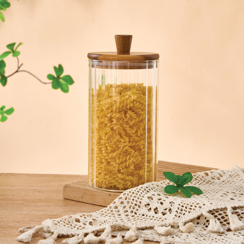 MİEN 1160 ml Borosilikat Cam Kavanoz – Akasya Kapaklı