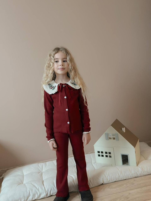 KIZ ÇOCUK YAKA DANTELLİ FİTİLLİ KAŞKORSE BAYRAMLIK TAYTLI TAKIM