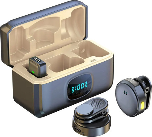 Mıknatıslı Kablosuz Yaka Mikrofonu Çift Mikrofon iPhone 16 ile Uyumlu Type-C/lightning Portlu Telefon Pc Table