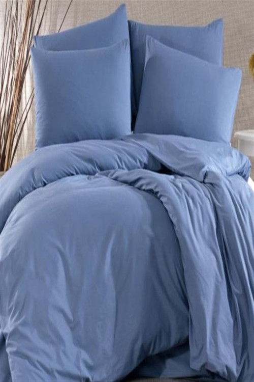 Çift Kişilik Nevresim Seti + Yastık Kılıfı Koyu Mavi