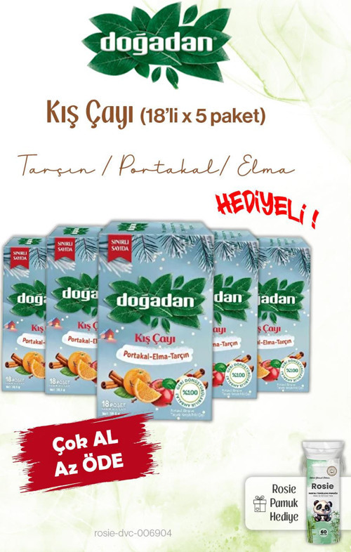 Kış Poşet Çay 18'li, 5 Paket ve Rosie