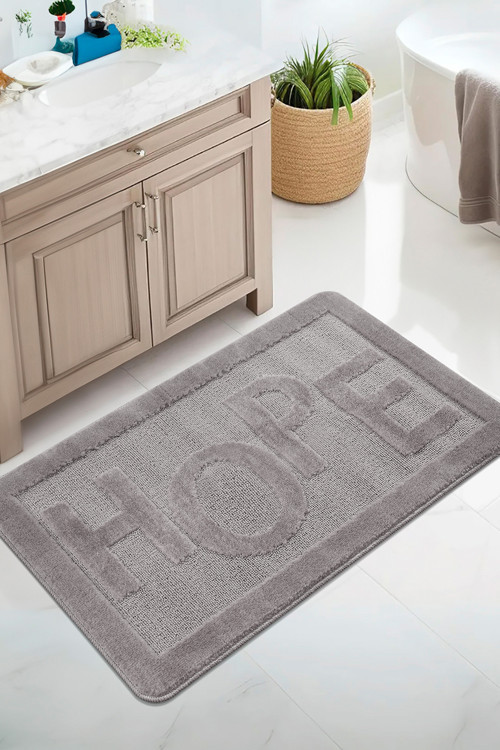 Doğal Kaymaz Taban Banyo Paspas Uzun Ömürlü Yumuşak Dokulu Su Emici Yıkanabilir Yazılı Paspas Hope 60x100