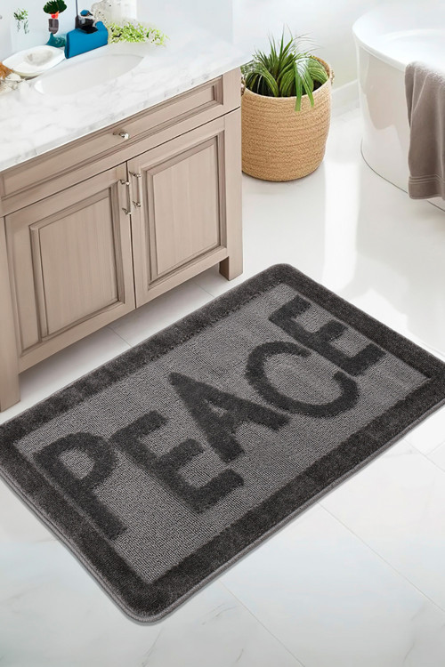 Doğal Kaymaz Taban Banyo Paspas Uzun Ömürlü Yumuşak Dokulu Su Emici Yıkanabilir Yazılı Paspas Peace 60x100