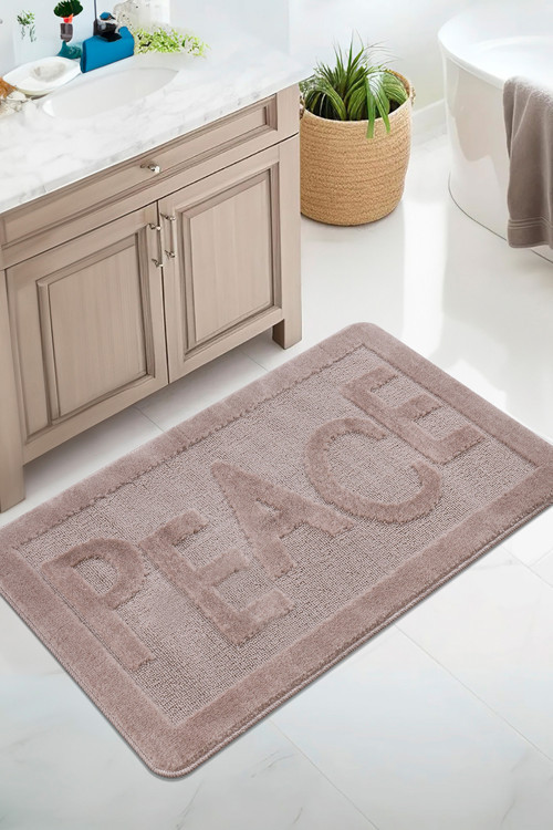 Doğal Kaymaz Taban Banyo Paspas Uzun Ömürlü Yumuşak Dokulu Su Emici Yıkanabilir Yazılı Paspas Peace 60x100