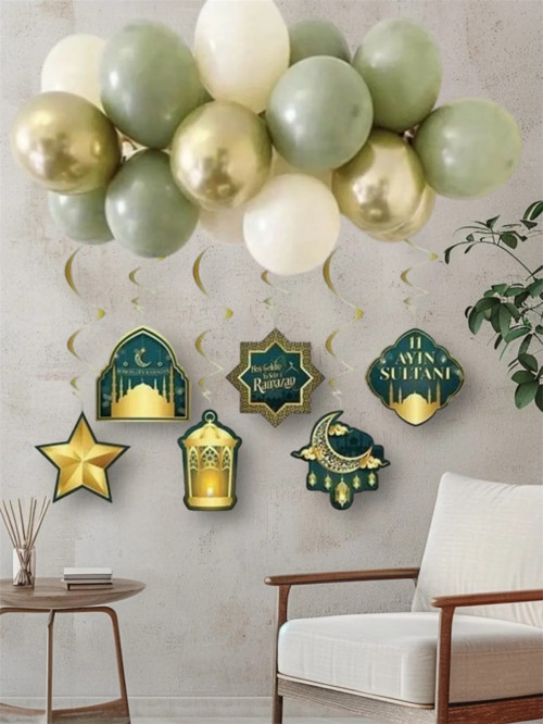 Hoşgeldin Ramazan 6 Lı Tavan Sarkıt Süs Mini Zincir Balon Set