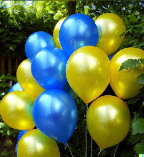 5 Adet Metalik Lacivert 5 Adet Sarı Renk Lateks Balon 10 Lu