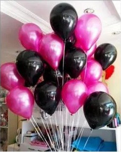 Metalik Fuşya Siyah Balon 12 Inç 10 Adet