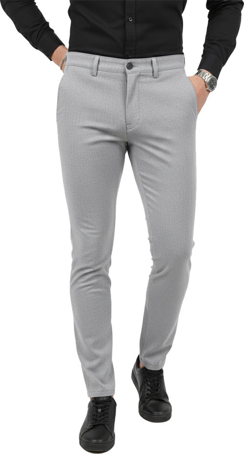 Erkek Gri Modern Fit Likralı Kumaş Pantolon Günlük & Ofis Kullanımı 2602020