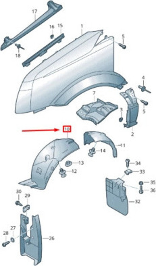 Volkswagen Lt35 Ön Çamurluk Davlumbazı Sağ 1996-2006 (Oem No: 2E0863814A)