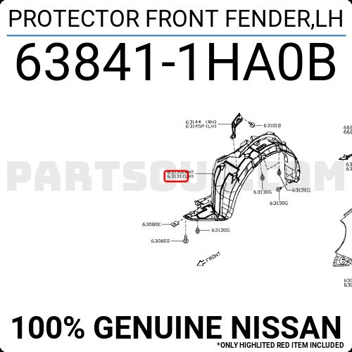 Nissan Micra Ön Çamurluk Davlumbazı Sol 2010- (Oem No: 638411Ha0B)