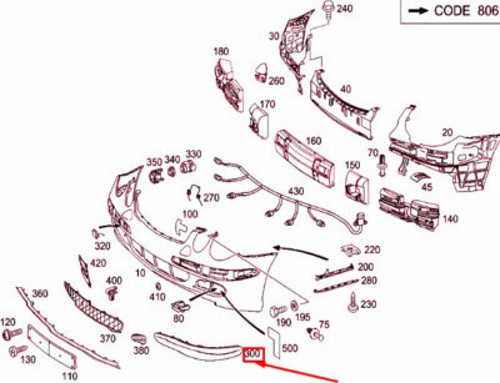 Mercedes E Class Ön Tampon Bandı Nikelaj Çıta Avangarde Sol 2002- 2007 (Oem No: A21188005129999)