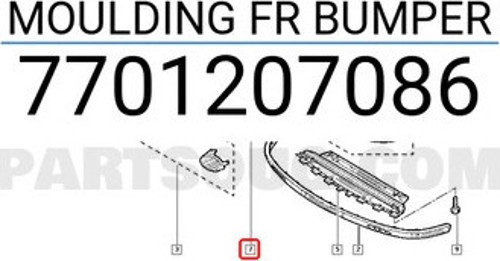 Renault Clio Ön Tampon Bandı Sağ 2001-2005 (Oem No: 7701207086)