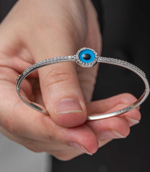 925 Ayar Gümüş Nazarlı Göz Kadın Bilezik