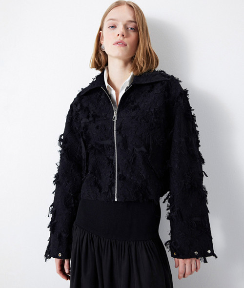 Püsküllü Gömlek Yaka Ceket