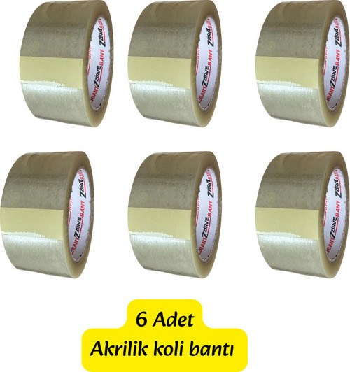 6 adet 45x100mt akrilik koli bandı akrilik kopmaz koli bantı ambalaj bantı şeffaf