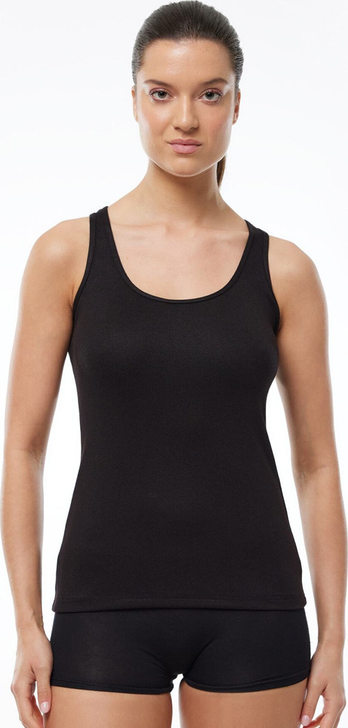 Kadın Siyah Kalın Askılı Viloft Termal Atlet 708