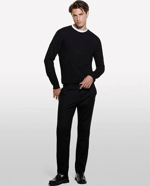 Kaşmir Karışımlı Bisiklet Yaka Kazak Erkek Siyah Kazak - 325A102HS1B17