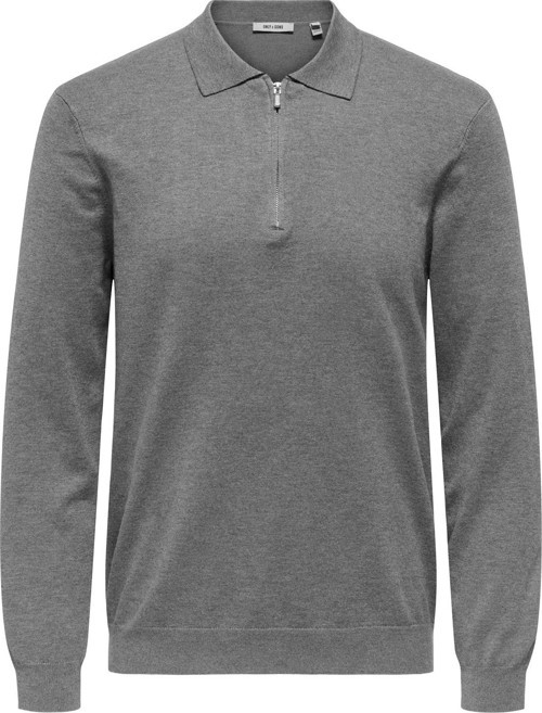 ONSWYLER LIFE REG 14 HALF ZIP POLO KNIT Erkek Gray Kazak - 22034225