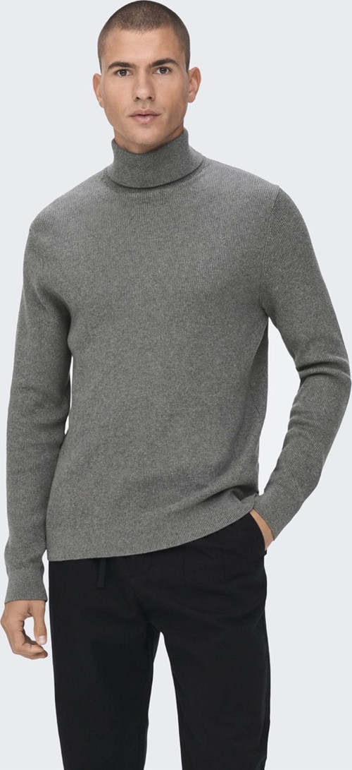 Onsphil Reg 12 Struc Roll Neck Knit Noos Erkek Gri Kazak - 22023202