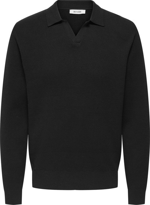 ONSPHIL REG 12 STRUC SPLIT NECK KNIT Erkek Black Kazak - 22035120