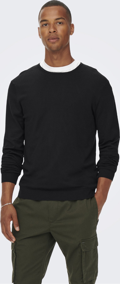 ONSWYLER LIFE REG 14 LS CREW KNIT NOOS Erkek Siyah Kazak - 22020088