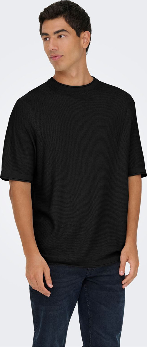 ONSKALMAR RLX 12 SS CREW KNIT Siyah Kazak - 22033561