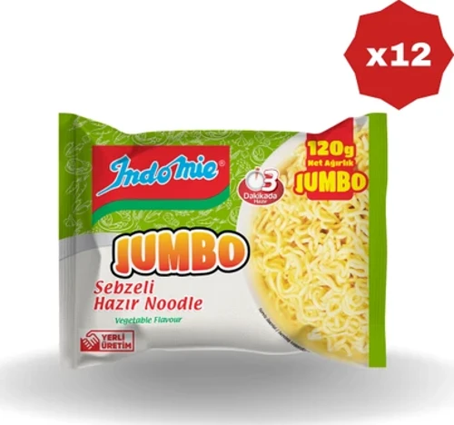 Jumbo Sebze Aromalı Hazır Noodle 120 gr - (12 Adet)