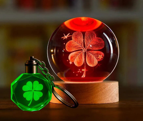 Yonca Tasarımlı Renk Değiştiren Anahtarlık Ve Usbli Cam Küre