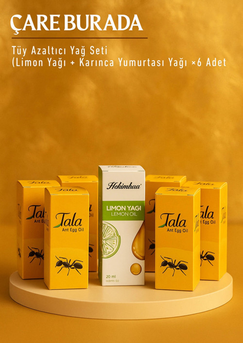 Tüy Azaltıcı Yağ Seti (1 Adet Limon Yağı 20 Ml + 6 Adet Karınca Yumurtası Yağı 20 Ml)