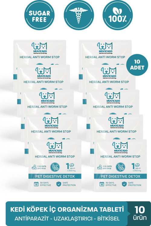 Kedi Köpek İçin Lezzetli Bitkisel İç Anti Parazit Herbal Tableti Kedi Ve Köpek Parazit Hapı 10 Adet