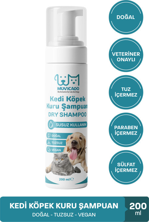 Kedi Köpek Kuru Şampuan Kedi Ve Köpekler İçin Yıkamasız Arındırıcı Kuru Köpük Tüy Bakım Şampuanı