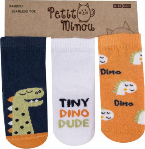 3'lü Tiny Dino Bebek Çorabı 2184