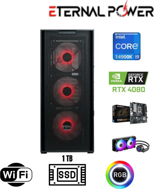 Intel i9 14900K RTX 4080 Gaming PC | 16GB DDR5 | 1TB NVMe M.2 | B760M WiFi | 750W | 240mm Sıvı Soğutma