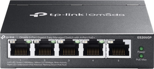 ES205GP Omada 5 Port Gigabit 4 Port PoE+ 65W Metal PoE Switch