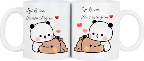 Bubu Dudu ' Iyi'Ki Sen Sonsuzluğum ' Porselen Kupa Bardak (Çiftli)