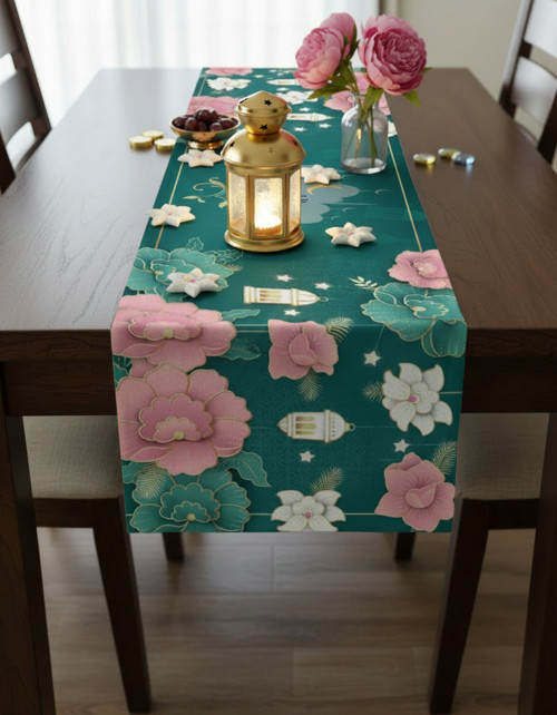 Ramazan Ayı Motifli Dijital Baskılı Runner Masa Örtüsü 40x140 cm