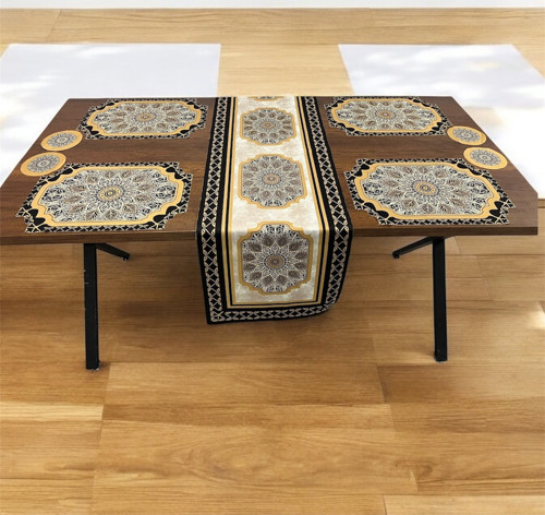 9 Parça Runner Ve Supla Seti Amerikan Servis Runner 40 X 140 Ve Bardak Altlığı