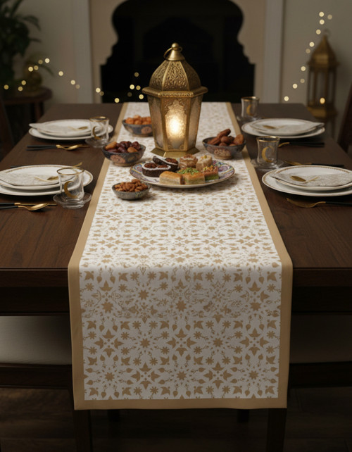 Ramazan Ayı Motifli Dijital Baskılı Runner Masa Örtüsü 40x140 cm