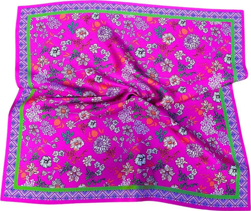 Pembe Çiçek Desenli Fular Estascarf