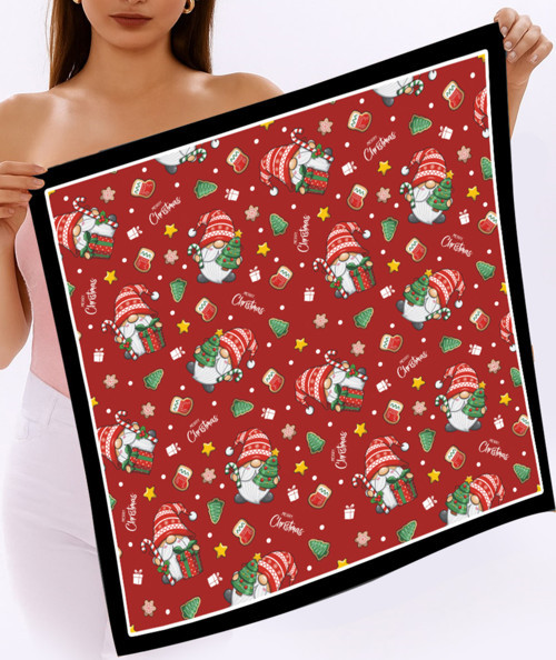 Yeni Sezon Yılbaşı Desenli Bandana Fular Yeni Yıl Hediyesi Şal Estascarf 70x70 Cm