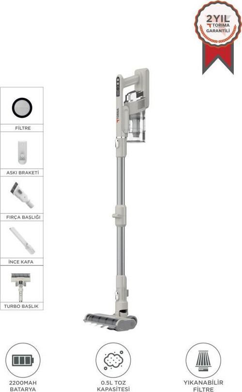 Kablosuz Katlanabilir Hafif UV Işıklı Dikey Şarjlı Süpürge 300W 21KPa CSVC-100 Beyaz
