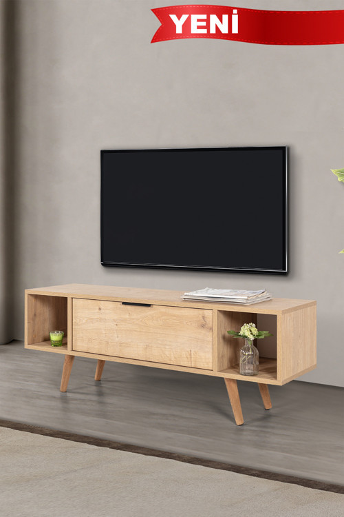 3327 Mesir 130 Cm ( AHŞAP AYAKLI , METAL KULPLU ) TV Ünitesi , Safir , Tv Sehpası , Salon