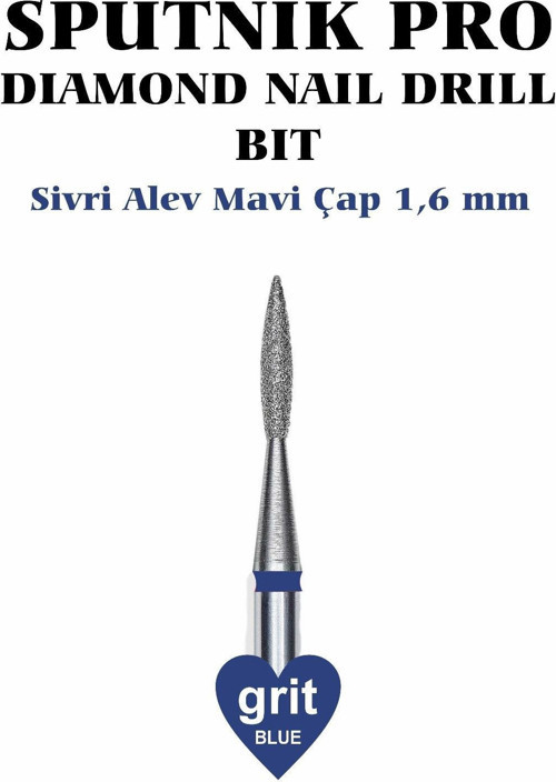 Elmas Sivri Alev Freze Mavi Çap 1,6mm