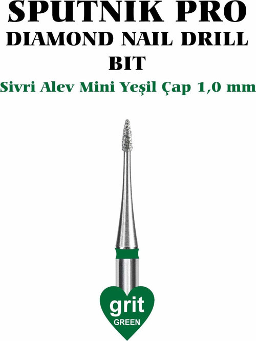 Elmas Sivri Alev Mini Freze Yeşil Çap 1,0mm