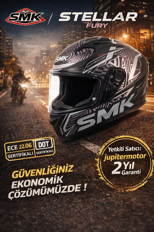 Stellar Fury Mat Kapalı Kask - Siyah / Gri