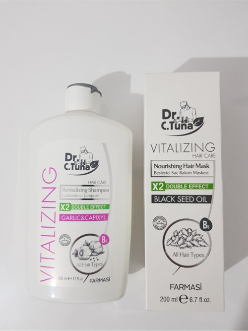Farması Dr. C. Tuna Vitalizing Sarımsaklı Şampuan 500 Ml. Ve Çörek Otlu Saç Maskesi 200 Ml.