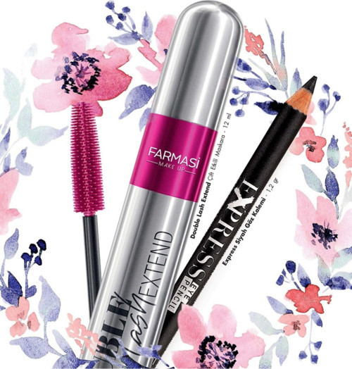 Farması Double Lash Extend Çift Etkili Maskara 12 Ml Ekspress Siyah Göz Kalemi