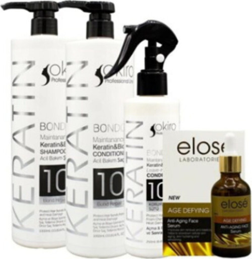 Keratin Şampuan 1Ooomm Keratin Saç Kremi 1000Ml Keratin Sütü 250 Ml Elose Hyalüronik