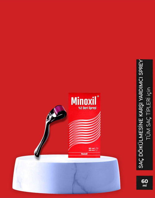 Minoxil Forte %2 Deri Sprey 60Ml +Saç Çıkarma Tarağı Titanyum Roller